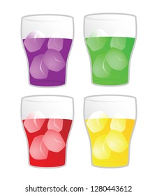  glass of water with ice and straw icon vector illustration - Vector