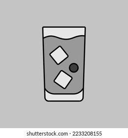 Vidrio de agua con icono de escala de grises vector de hielo. Símbolo gráfico para cocinar diseño de sitio web y aplicaciones, logotipo, aplicación, interfaz de usuario