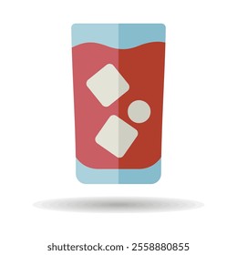 Glass of water with ice vector isolated icon. Graph symbol for cooking web site and apps design, logo, app, UI