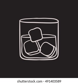 Glass of water with ice vector sketch icon isolated on background. Hand drawn Glass of water with ice icon. Glass of water with ice sketch icon for infographic, website or app.