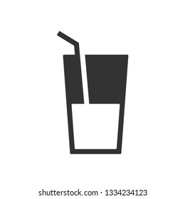 A Glass Water Icon. Drink with Straw.