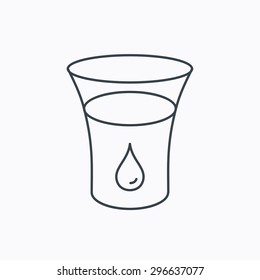 Glass of water icon. Drop sign. Linear outline icon on white background. Vector