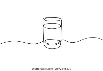 Glass of water icon with editable strokes continuous one line drawing, One continuous line illustration of a glass cup, isolated on white background. Line art of a glass cup.