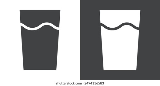 Glass of water icon Flat set in black and white color outline vector