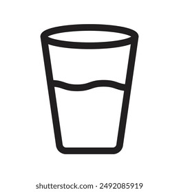 Glass of water icon linear logo mark in black and white