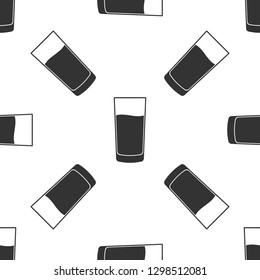 Glass with water icon seamless pattern on white background. Soda glass. Flat design. Vector Illustration