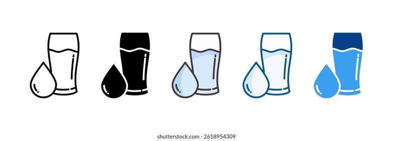 Conjunto de iconos de agua de vidrio Colección de estilo múltiple