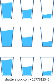 Glass and water icon set, Variation of quantity