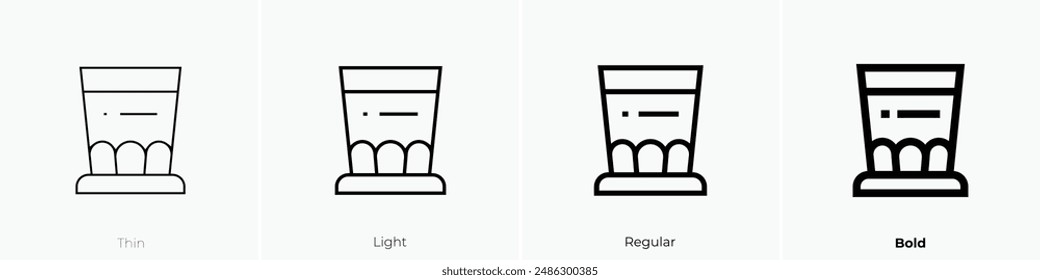 glass of water icon. Thin, Light Regular And Bold style design isolated on white background