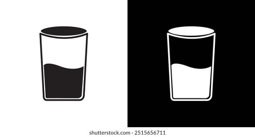 Glass of water icon Thin line flat illustration