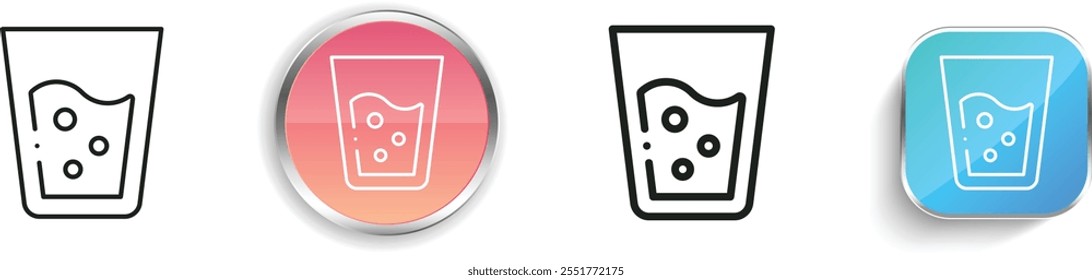glass of water icon. Thin Linear, Regular and Button Style Design Isolated On White Background
