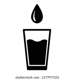 Glass with water icon vector.