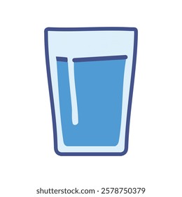 Glass of water icon. Vector illustration, flat design. Blue color.