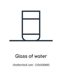 Glass of water icon vector isolated on white background. thin symbols or lined elements in outline style