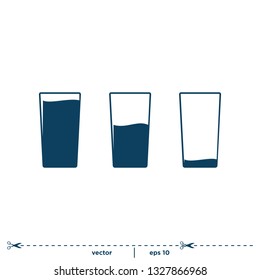 Glass water icon vector logo template