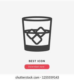 Glass water icon vector. Whiskey symbol. Alcoholic drink icon. Linear style sign for mobile concept and web design. Water glass symbol logo illustration. vector graphics - Vector.
