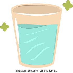 Glass of Water Illustration Representing Iftar and Breaking Fast. Minimalistic Islamic Iftar Drink Illustration for Ramadan.