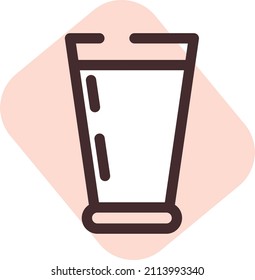 Vidrio de agua, ilustración, vector sobre fondo blanco.