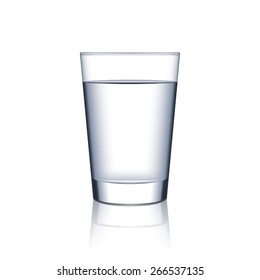 Glass of water isolated on white photo-realistic vector illustration