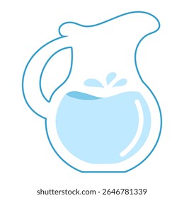 Glass water jug flat illustration