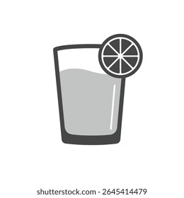 Glass of Water Lemon Slice Solid Representation Hydration Refreshment Detox
