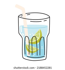 glass of water with lime. refreshing summer concept drink lots of water