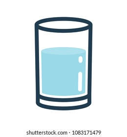 Glass of water line color icon.