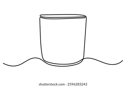 A glass of water with one continuous line drawing. Black line minimalism. Modern outline, water glass vector graphic illustration.