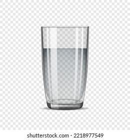 A glass of water. Realistic glass water glass. 3D vector glass of water on a transparent background. glassware.
