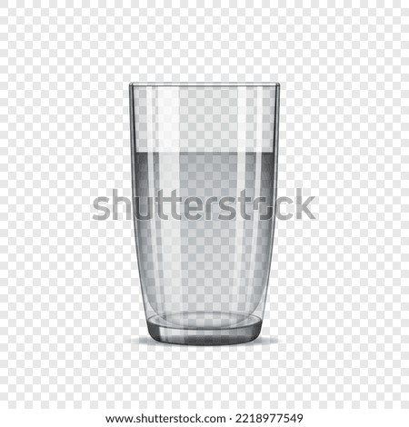 A glass of water. Realistic glass water glass. 3D vector glass of water on a transparent background. glassware.