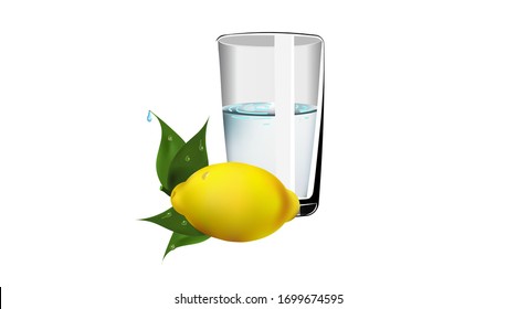 un vaso de agua o una bebida refrescante con limón.  fondo blanco aislado.  nutrición saludable, frescura.  
