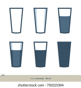 Glass of Water Set Vector Logo Template Illustration Design. Vector EPS 10.