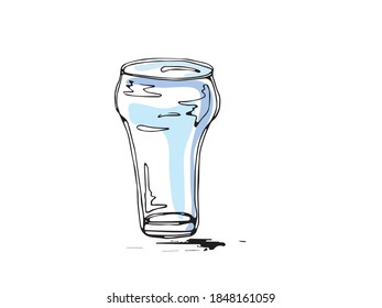 Glass for water sketch. Hand drawn bar glasses. Vector illustration 