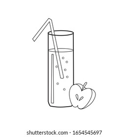 A glass of water, soda or apple juice. Icon for beverage design.