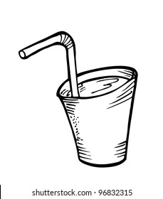 a glass of water with straw