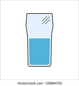 Glass with water symbol sign flat, colorful icon on background
