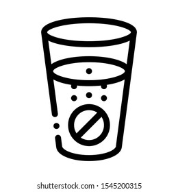 Glass Of Water For Taking Pills Supplements Icon Vector Thin Line. Contour Illustration