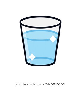 Vaso De Agua Con Ilustración vectorial De Contorno Grueso