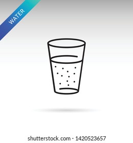Glass of water thin line isolated flat vector icon - Vector