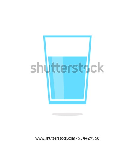 Glass of water transparent flat design icon vector