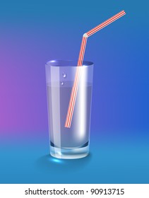 Glass with water. Transparent gradient mesh