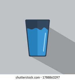 A glass of water vector cartoon with background and shadow