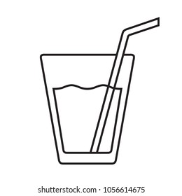 Glass of water vector flat isolated with straw