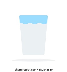 Glass of water vector flat material design object. Isolated illustration on white background.