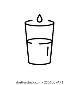 Glass of water vector icon, vector Drinking glass and droplet linear illustration for web and app..eps