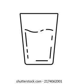 Glass of water. Vector icon illustration in outline style