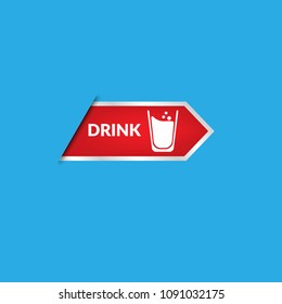 glass of water vector icon and label