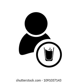 glass of water vector icon and user symbol