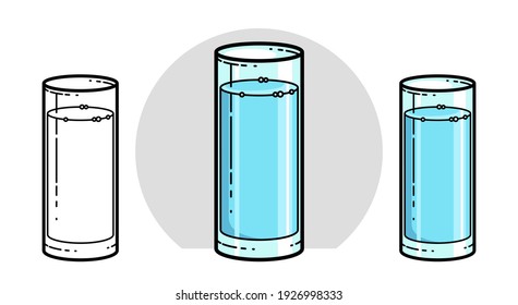 Glass of water vector illustration isolated on white, pure fresh drinking water cartoon style icon.