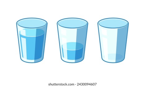 Vidrio de vector de agua aislado sobre fondo blanco.